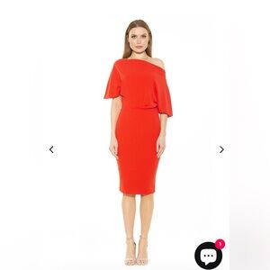 Alexia Admor sheath style dress off the shoulder silhouette size large Red